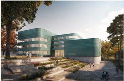So soll der Erweiterungbau in Halle aussehen, wenn er 2024 fertiggestellt ist.